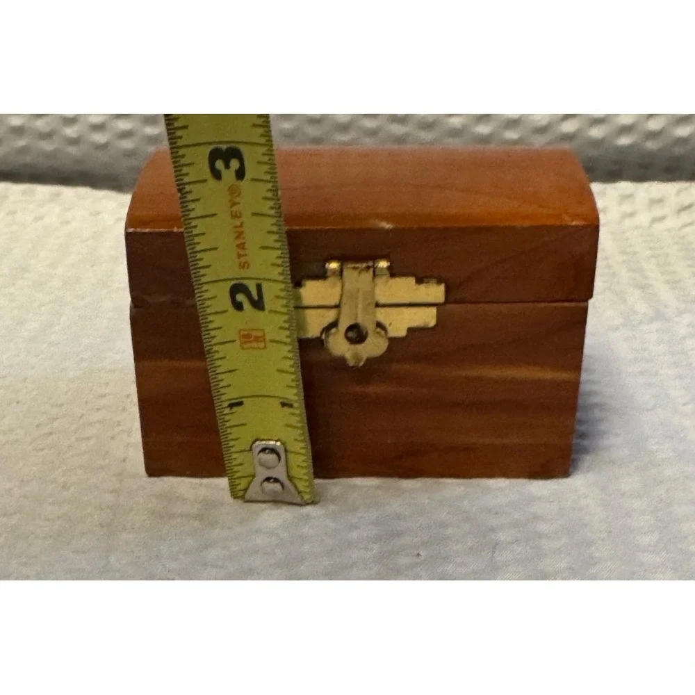 Vintage Tiny‎ Cedar Chest Wood Jewelry Trinket Box Hinged Mid Century